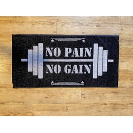 Power Towel das coole Fitness & Sport-Handtuch mit einer Botschaft| Größe 50 cm x 100 cm | POWERTOWEL Handtuch Mikrofaser Baumwolle (NO PAIN NO GAIN 100% Baumwolle B/W)