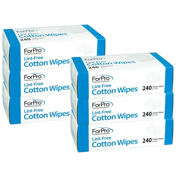 ForPro Lint-Free Cotton Wipes, 2 inches x 2 inches, 240-Count, (Pack of 6)