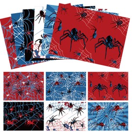 Sinload 12 Sheets Spider Wrapping Paper Spider Webs Gift Wrap Paper Bulk for Birthday Party Gifts Wrapper DIY Craft, 19.7 x 27.6 Inches