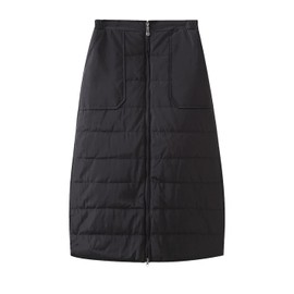 Aisongyuan Womens Insulated Down Skirt Winter Warm Zip Front Padded Puffer Quilted Skirt with Pockets(Black,XL)