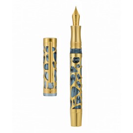 Asvine V169 Vacuum Fill Fountain Pen Extra Fine Nib Waterdrop Skeleton Gold Trim Transparent Grey Blue Acrylic Case Set