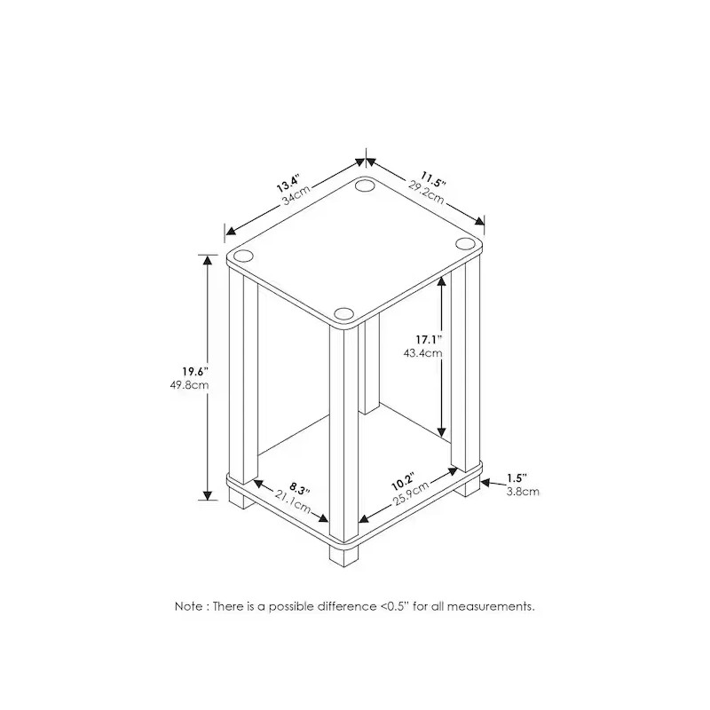 Table Simplistic 13.4 In. Espresso / Black Small End Table