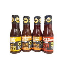 Buffalo Wild Wings Sauce Ultimate Sampler Bundle - Honey BBQ, Caribbean Jerk, Asian Zing, Mango Habanero (12 ounces each)