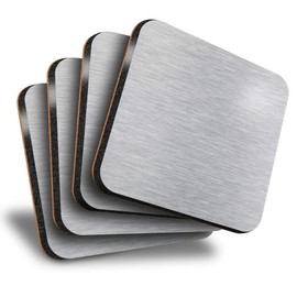 Destination Vinyl ltd Great Coasters (Set of 4) Square - Light Grey Metal Effect Drink Glossy Coasters/Tabletop Protection for Any Table Type #3731