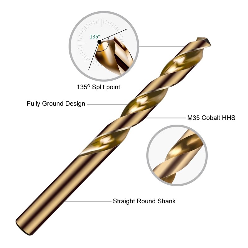 Narwhal 15/32 Inch Cobalt Drill Bits (3 Pack - Industrial