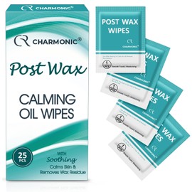 25 Pcs Post Wax Oil Wipes, Wax Remover for Skin Cleanser, After Waxing Care Reduces Redness, Removes Residue, Body & Facial Post Waxing Treatment, Post Wax Care Refill Pack for All Hair Removal