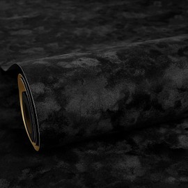 ReWallpaper Black Velvet Wallpaper Peel and Stick Modern Textured Black Wallpaper for Bedroom Self Adhesive Removable Soft Velvet Contact Paper for Drawers Cabinets Jewelry Box Accent DIY 17.5inx6.5ft