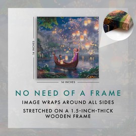 Thomas Kinkade Studios Disney Tangled Gallery Wrapped Canvas - Canvas Art | Disney Princess Canvas Wall Art, Certificate of Authenticity Included, 14" x 14"