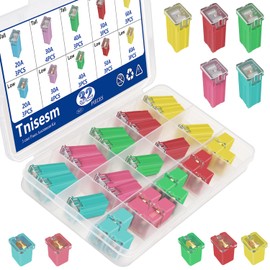 Tnisesm 32Pcs J case Fuses Assortment Kit, Low and Tall/STD Profile Box Shaped Assortment Fuse Kit(20A, 30A, 40A, 50A, 60A),Ford F150 Fuse kit, for Chevy/GM Nissan and Toyota Pickup Trucks Cars SUVs