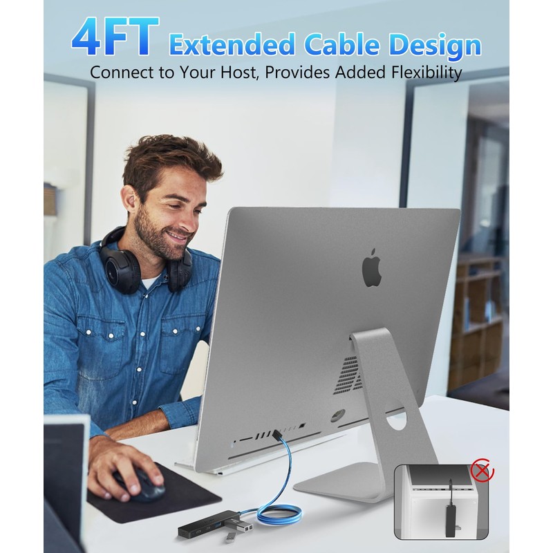 Aceele Hub USB, Adaptador USB con 4 Puertos, 2 USB