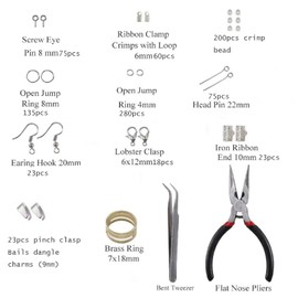 Jewelry Making and Repair Tools Kit, Bracelets Necklaces Accessories, Earring Making Kit, Craft Supplies with Pliers, Jewelry Findings Starter Kit (Silver)