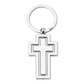 Rotating Cross Keychain for Women Men Bag Charm Keychain for Women Men Car Keychain Accessories with Silver Cross Pendant Key Chain