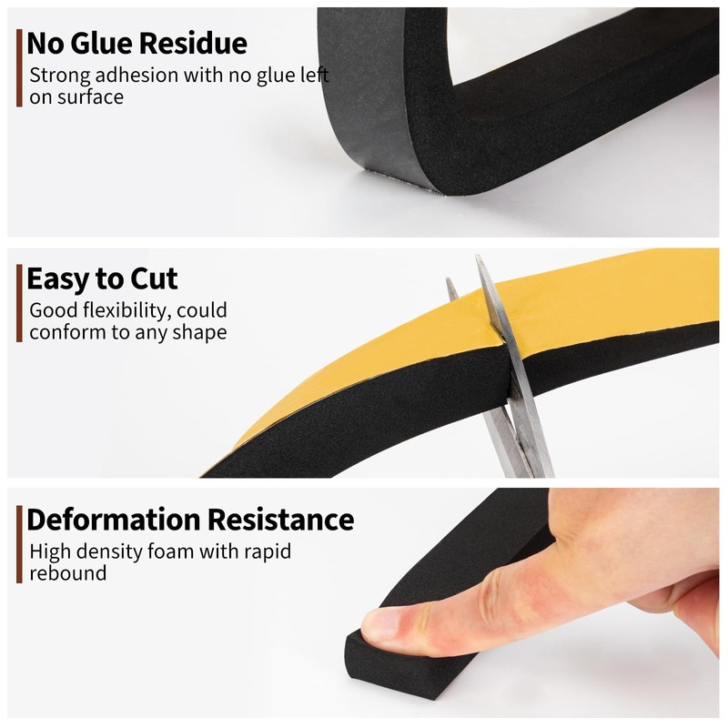 Yotache High Density Adhesive Foam Tape 1" Wide X 3/4"