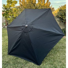 BELLRINO DECOR 10ft 6 ribs Replacement BLACK STRONG AND THICK Umbrella Canopy (Canopy Only) BLACK-106