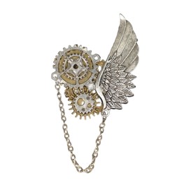 KANGQL Steampunk Brooch Vintage Steampunk Brooch for Women Men Elegant Punk Style Gear Pin Dress Shirt Corsage Pin Decorations Silver, Metal