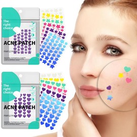 Star acne patch.hydrocolloid Acne patch, Tea Tree Oil,Witch Hazel Extract & Centella Asiatica Extract, 2 sizes Star Patch (240pcs) and Love Patch (216pcs) Skin Repair - Color: heart