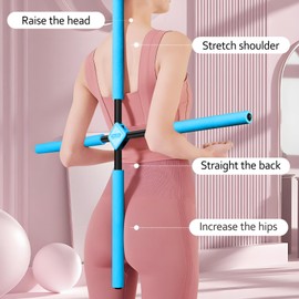 Back Straightener Posture Corrector|Yoga Stick Stretching Tool for Women and Men|Portable Posture Corrector Pole,Stretch Mobility Stick, Physical Workout Exercise Dowel (Blue)