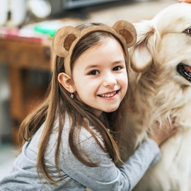 Face Wash Headband - Bear Ears Headband Cute Plush Animal Ears Headband Party Headwear Women Headband Spa Headband (Khaki, One size)