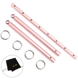 Spreader Bar Bonage Heavy Duty Stainless Steel Expandable Rose Gold Bar for Home Gym with 4PCS Fur Black Adjustable Straps,Sports Yoga Pilate Training Fitness Gear Aid Kit, Yoga Gifts