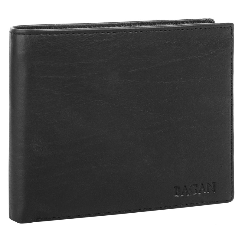 BAGAN 020879 Men's Genuine Leather Wallet Black, black, Classic