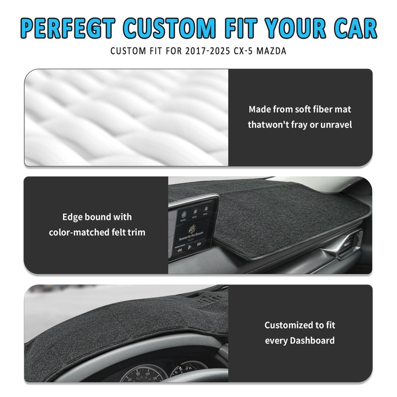 HEDAQI Dash Cover for Mazda CX5 2017-2022 2023 2024 2025,