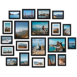 Vittanly Picture Frames Set of 20, Picture Frames Collage Wall Decor for Wall Mounting or Tabletop Display, Gallery Wall Frame Set with 4Pcs 8x10, 8Pcs 5x7 and 8Pcs 4x6, Black