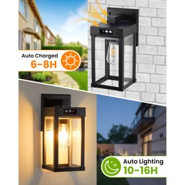 LUHLEE Solar Wall Lights Outdoor, 1 Pack Solar Porch Lights Outdoor with Motion Sensor, IP65 Waterproof Solar Wall Sconce Lights,Outdoor Solar Lights for House, Front Porch, Wall, Garage, Patio, Shed