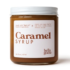 Bella Goose Salted Caramel Coffee Syrup (16oz) - Homemade Pure Cane Sugar Syrup for Lattes, Desserts, & Ice Cream - Clean Ingredient - No Artificial Flavors, Oils, Dyes, Preservatives - Syrups for Coffee Drinks