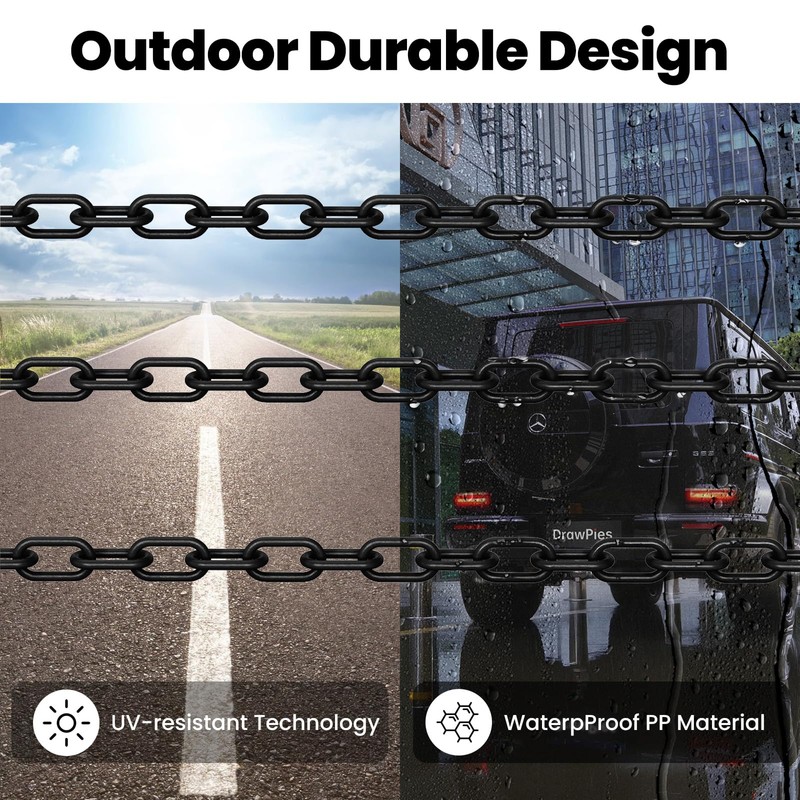 DrawPies Black Plastic Chain, 100Ft Plastic Chain Links Safety Chains