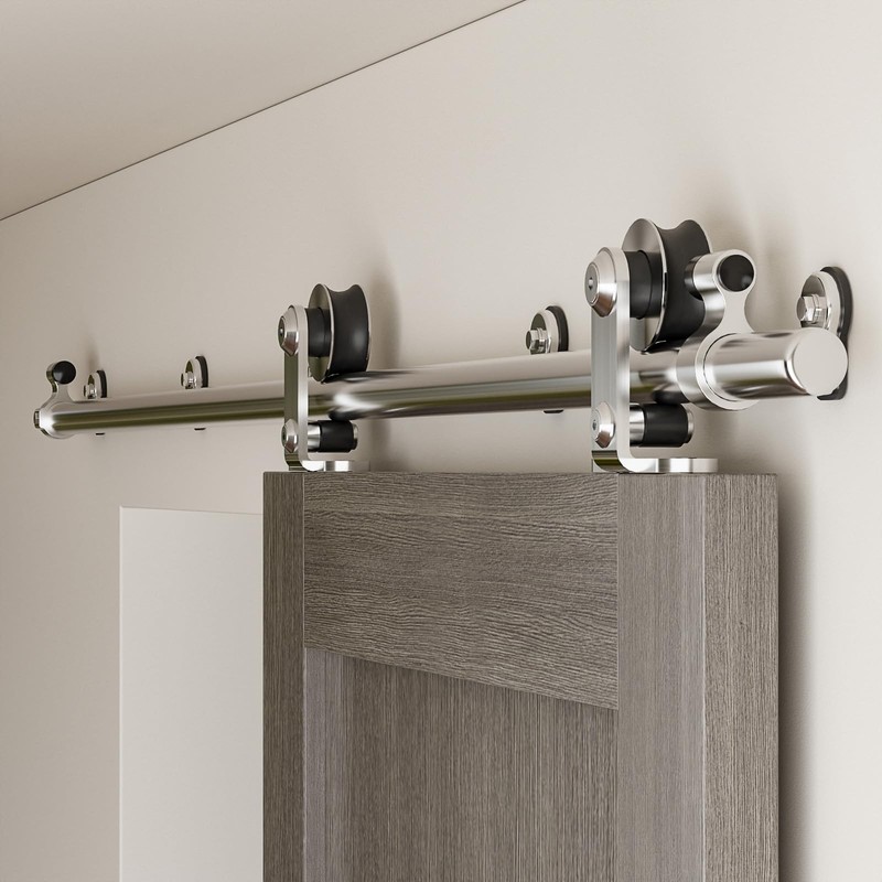 CCJH 5.5FT/66'' Stainless Steel Sliding Track Barn Door Hardware Kit