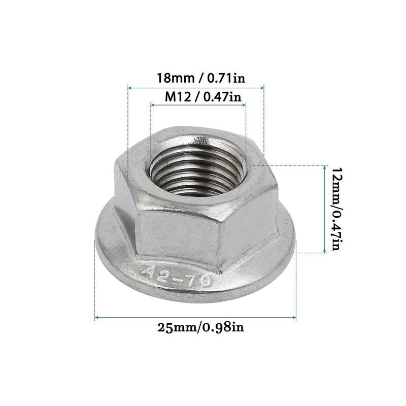 QUARKZMAN M12 x 1.25 mm Hexagonal Flange Nuts x 8