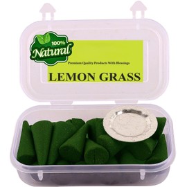 AHR-International Lemon Grass 100%-Natural-Incense-Cones Handmade-Hand-Dipped The-Best-scents 20 Count (Lemon Grass)