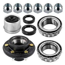 RigsNParts Trailer Idler Hub Kit 6 on 5.5” for 5200 to 6000 lbs 1-3/4“ Trailer Axle,Trailer Hub 6 Lug Pre Installed with Bearing Race Include 15123 Bearing Kits