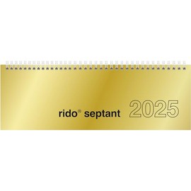 rido/idé Landscape Appointment Book Model Septant (2025), 2 Pages = 1 Week, 305 × 105 mm, 128 Pages, Glossy Cardboard Cover, Gold