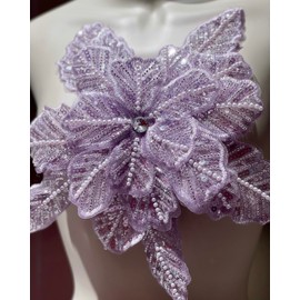 JRYYR Handmade Purple Appliques, Sequin Flower Patches, Sewing Beaded Appliques for Dresses, Wedding Dresses, Bags and Other DIY Decorative Accessories. (Purple-02)
