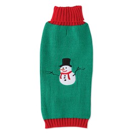 Collections Etc Winter Holiday Snowman Pet Sweater with Leash Opening