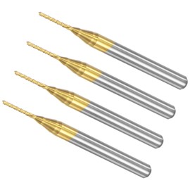 CoCud Cone End Mill Mill Cutting Carving Bit Router Cutter 0.8mm Cutting Diameter 3.175mm Shank, Titanium Plated, Carbide Solid for PCB Wood Plastic, Pack of 4