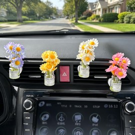 Daisy Car Decor Vent Clips Air Freshener, 4Pcs Flower Accessories for Women