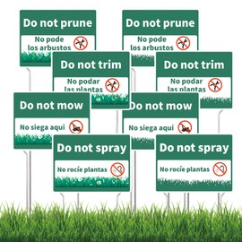 8 Pcs Do Not Mow Do Not Spray Do Not Trim Do Not Prune Yard Signs with Metal Stakes 12x15.8 Inch Bilingual Plant Signs Double Sided Corrugated Plastic Garden Markers for Plants Lawn Garden Decor