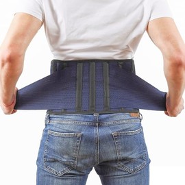 AVESTON Back Support Lower Back Brace for Back Pain Relief: Thin Breathable Rigid 6 ribs Adjustable Lumbar Support Belt for Men/Women Keeps Spine Straight and Safe – Medium