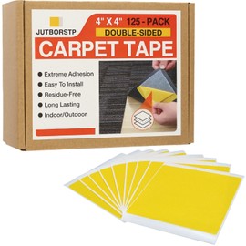 Carpet Tile Tape Double Sided 4" x 4",125 Tabs Per Pack, Carpet Tape Carpet Tile Adhesive Connectors for Hardwood Floors, Stair Treads, Tile Floors