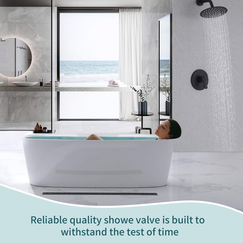 Matte Black Single Function Shower Valve Kit - Wall Mount