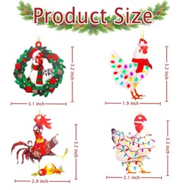 Funny Christmas Animals Ornament 2024, Animals Christmas Ornament, Acrylic Christmas Hanging Ornaments Pendant, Christmas for Friends、Children or Family（4pcs -Chickens）