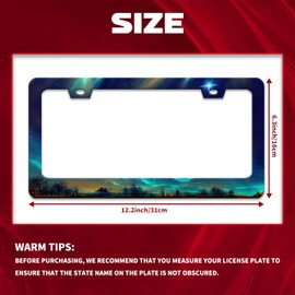2pcs Personalise Aurora Night Sky License Plate Frame Scenery License Plate Frames Car Universal Stainless Steel Accessories Cars Decor With 2 Holes Screws Fits Standard Us Vehicles Size 12.2 X 6 Inch