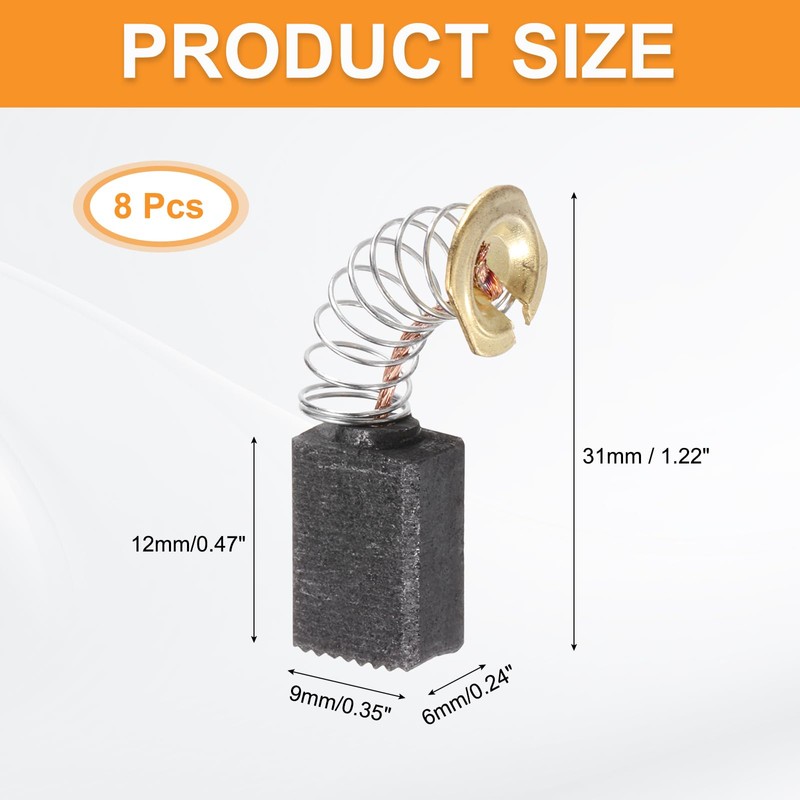 sourcing map 8 Pack CB411 Carbon Brushes Set Replaces 12x9x6mm