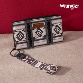Wrangler Wallet Purse for Women Western Aztec Clutch Wristlet Wallet with Credit Card Holder LG-WG2203A-W006BK