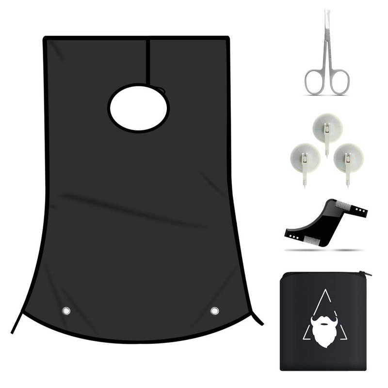 1DOT2 Beard Apron with Beard Stencil and Scissors for Shaving,