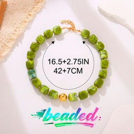 ACEDRE Chunky Beaded Choker Necklace Acrylic Square Beads Necklaces Beach Statement Jewelry for Women