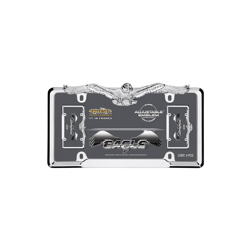 Cruiser Accessories 22330 Eagle License Plate Frame, Chrome,1 Frame