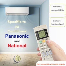 Wellclima Universal Remote Control specific for Panasonic National Air Conditioner, Complete Compatibility with Inverter Heat Pump, Multilingual Instructions, Ready to Use in Seconds